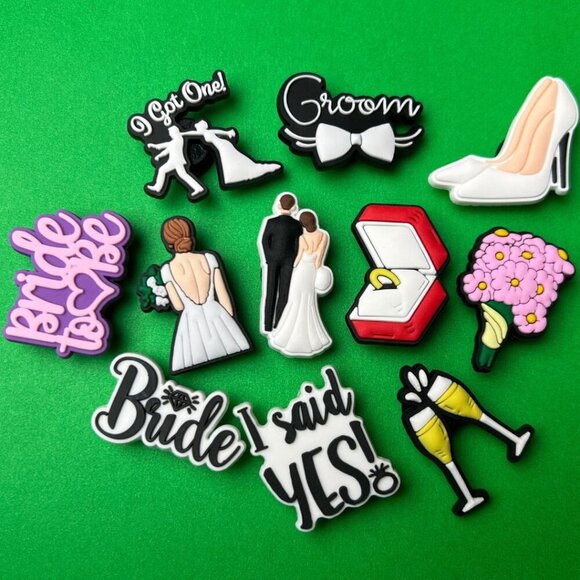 Accessories - Wedding Crocs Shoe Charms Set of 11 - jibbitz Charms  - Bride Groom Crocs Charms